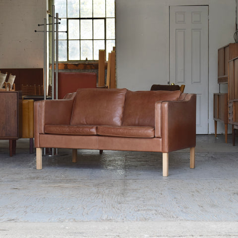 Cognac Leather Loveseat