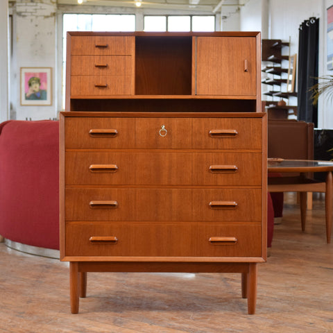 Teak Lowboy Dresser w/ Upper Storage