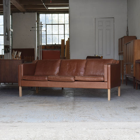 [ON HOLD] Cognac Leather 3-Seater Sofa