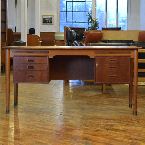 Executive Teak Desk w/ Rear Bookcase