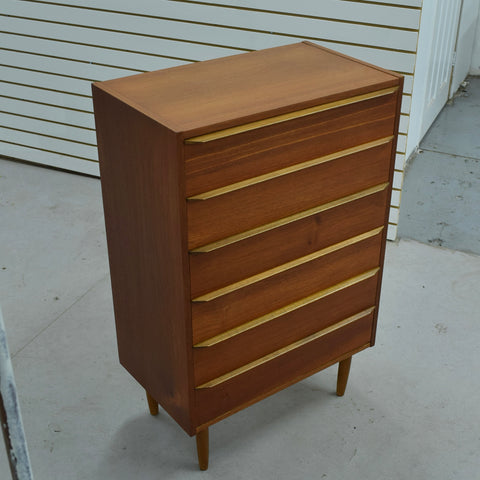 Compact Danish Teak Tallboy Dresser