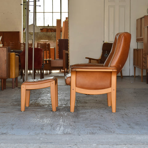 Leather Reclining Chair & Ottoman by Mogens Hansen