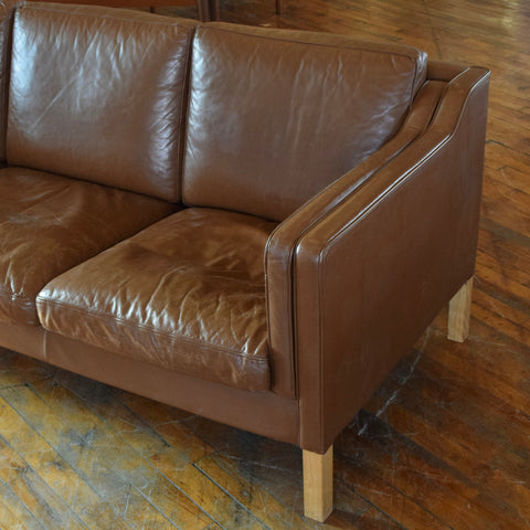 Danish Milk Chocolate Leather 3-Seater Sofa by Stouby