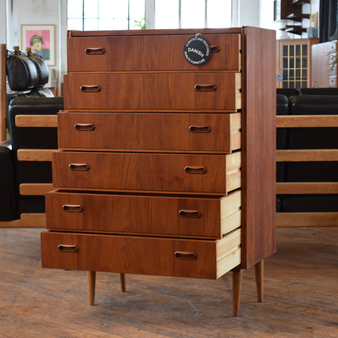 Danish Teak Tallboy Dresser