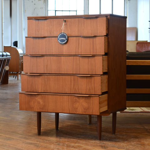Danish Teak Tallboy Dresser