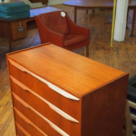 Danish Teak Tallboy Dresser