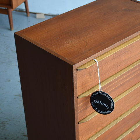 Compact Danish Teak Tallboy Dresser