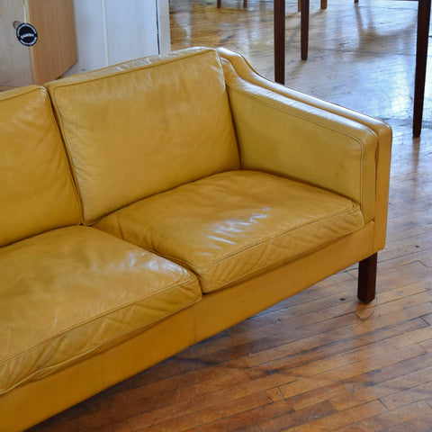 Mustard Yellow Leather 3-Seater Sofa