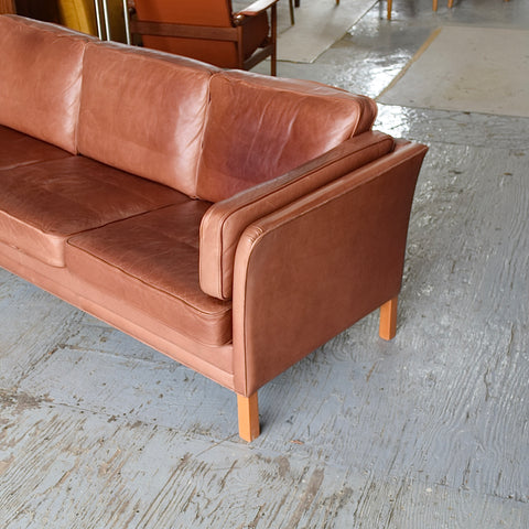 Cognac Leather 3-Seater Sofa by Mogens Hansen