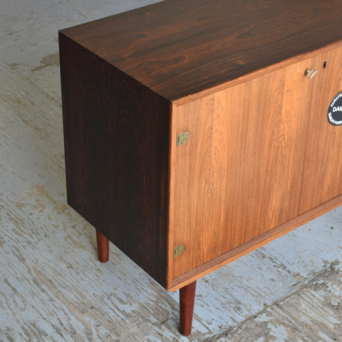 Compact Rosewood Sideboard w/ Exposed Brass Hinges