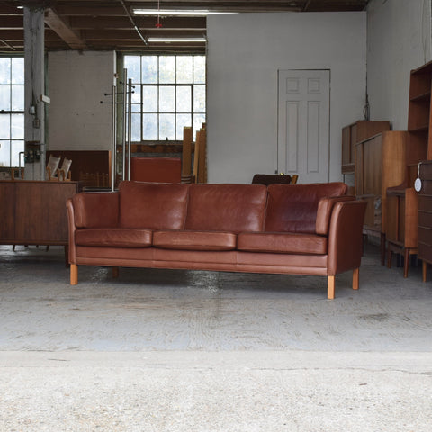Cognac Leather 3-Seater Sofa by Mogens Hansen