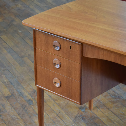 Teak Desk w/ Rear Bookcase