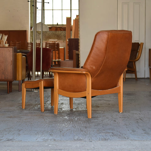 Leather Reclining Chair & Ottoman by Mogens Hansen