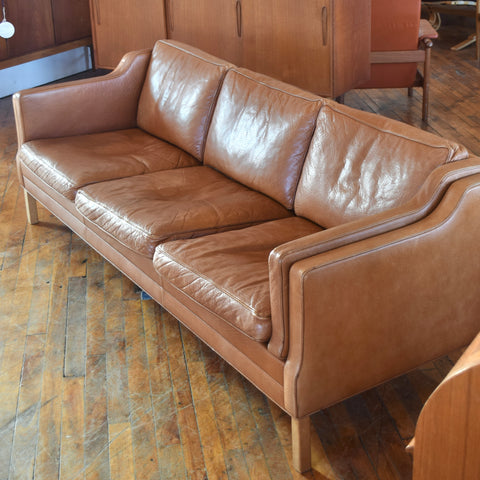 Cognac Leather 3-Seater Sofa