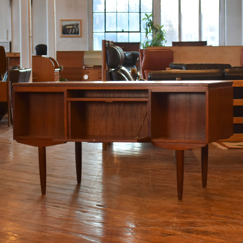 Teak Desk w/ Rear Bookcase
