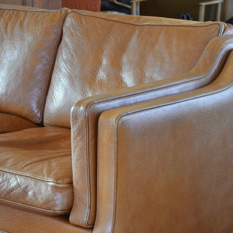 Cognac Leather 3-Seater Sofa