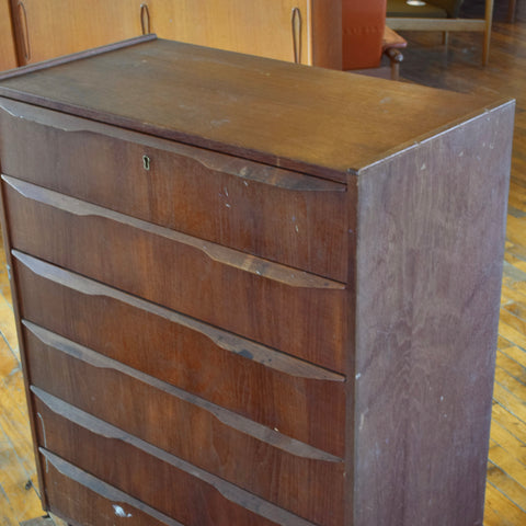 Danish Teak Tallboy Dresser