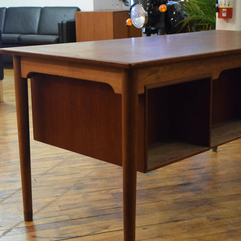 Executive Teak Desk w/ Rear Bookcase