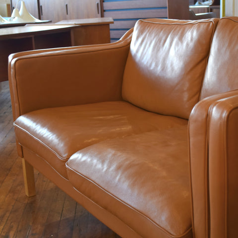 Caramel Leather Loveseat