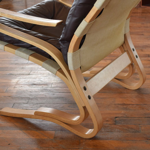 Bentwood & Leather Lounge Chair by Rykken & Co for Oddvin Rykken