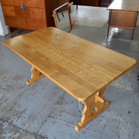 Solid Oak Dining Table Attributed to Henning Kjaernulf