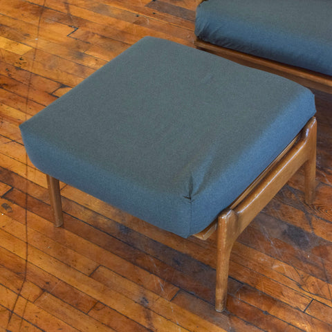 Upholstered Elm Lounge Chair w/ Ottoman