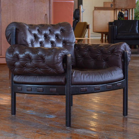 Arne Norell ‘Coja’ Chair in Tufted Leather