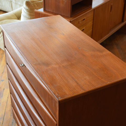 Danish Teak Tallboy Dresser