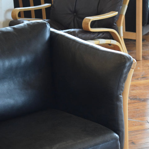 Danish Oak & Leather Loveseat by Stouby