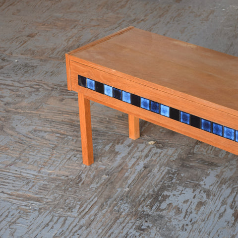 Low Oak & Blue Tile Unit