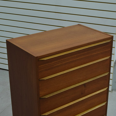 Compact Danish Teak Tallboy Dresser