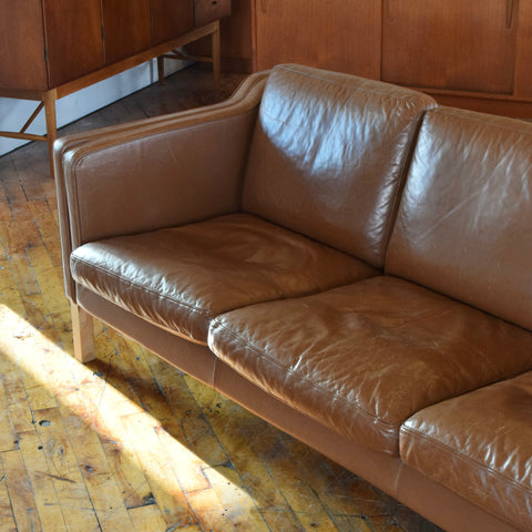 Danish Milk Chocolate Leather 3-Seater Sofa by Stouby