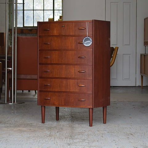Vintage Teak Tallboy Dresser