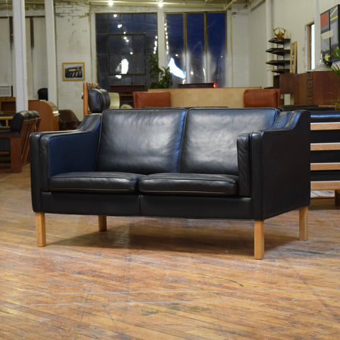 Black Leather Loveseat by Stouby