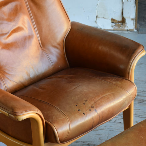 Leather Reclining Chair & Ottoman by Mogens Hansen