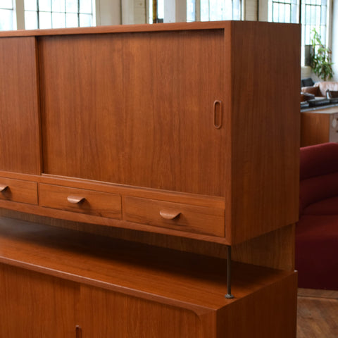 Teak Highboard w/ Brass Accents