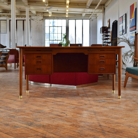 Executive Teak Desk w/ Rear Bookcase