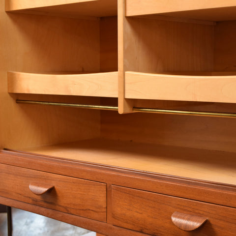 Teak Highboard w/ Brass Accents