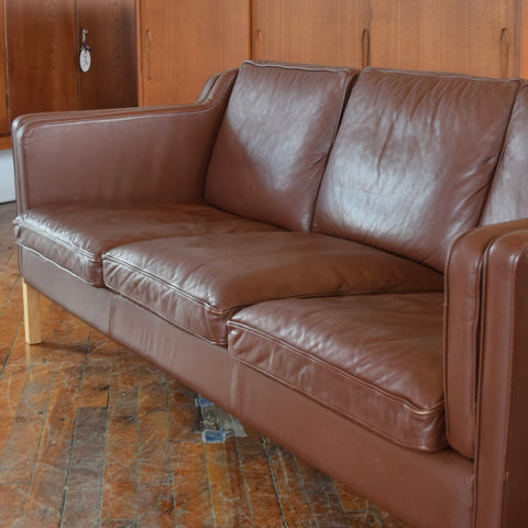 Brown Leather 3-Seater Sofa by Stouby