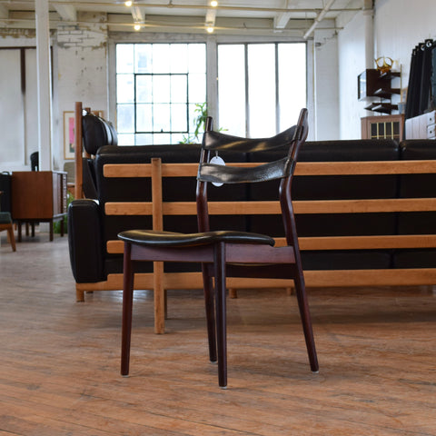 Set of 4 Leather & Rosewood Dining Chairs by Sibast