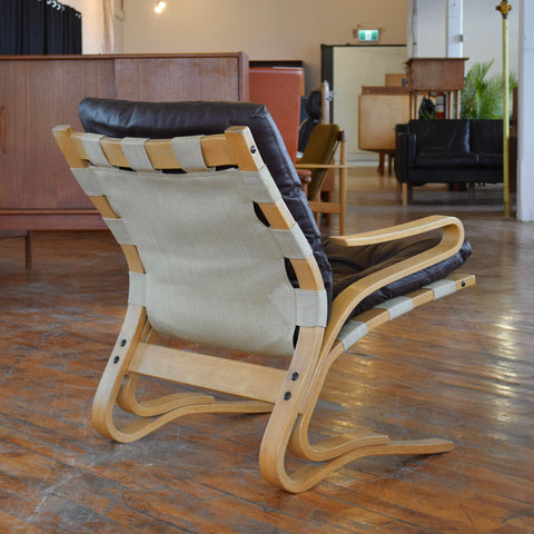 Bentwood & Leather Lounge Chair by Rykken & Co for Oddvin Rykken