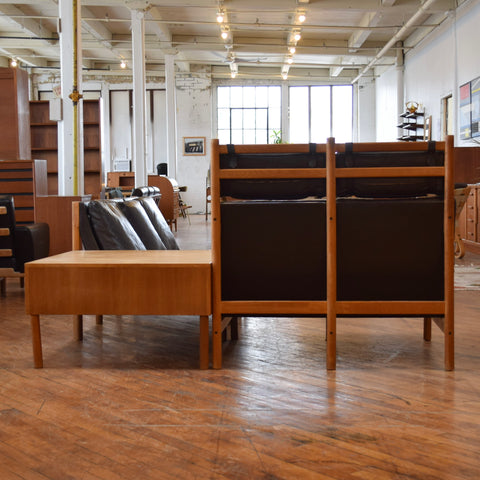 Danish Oak & Leather Sectional w/ Table