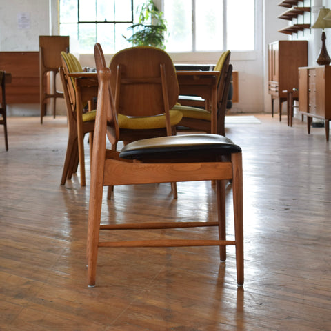 Set of 4 Cane & Teak Dining Chairs in the Style of Arne Vodder