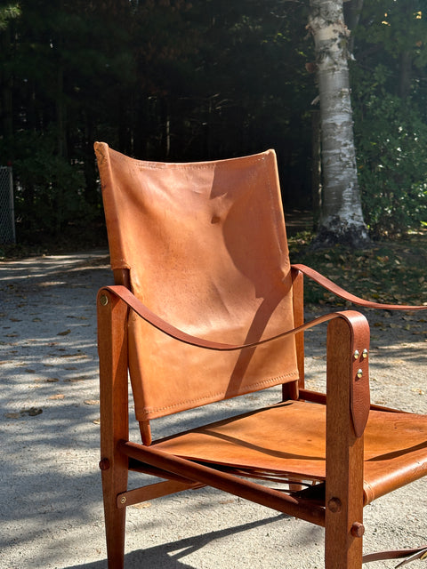 Cognac Leather Safari Chair by Kaare Klint