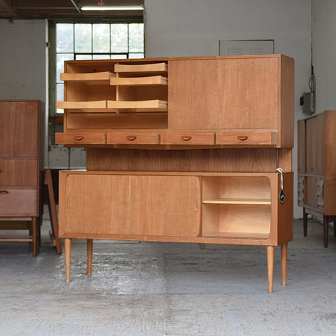 Teak Highboard w/ Brass Accents