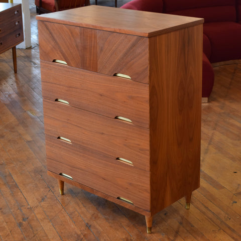 Vintage Walnut Tallboy Dresser