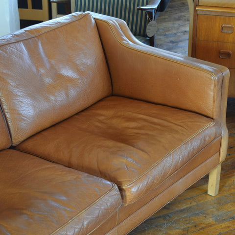 Cognac Leather 3-Seater Sofa