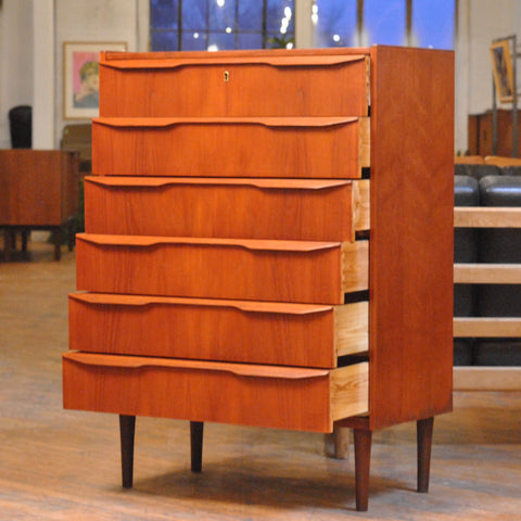 Danish Teak Tallboy Dresser