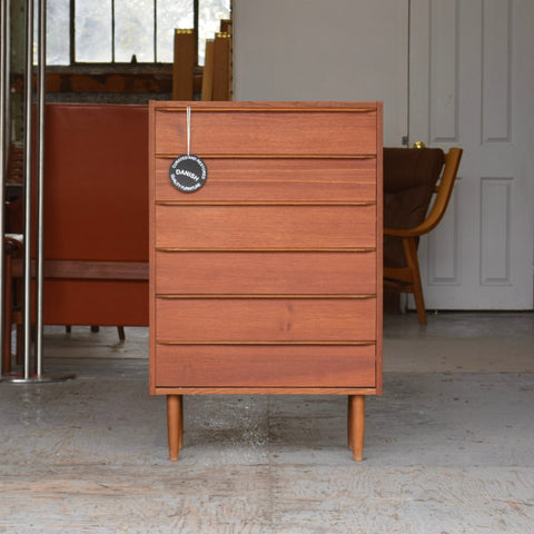Compact Danish Teak Tallboy Dresser