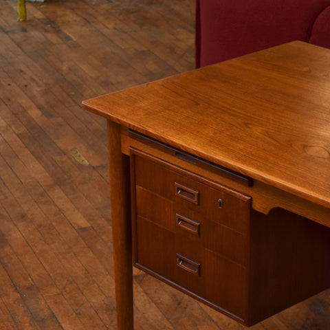 Executive Teak Desk w/ Rear Bookcase